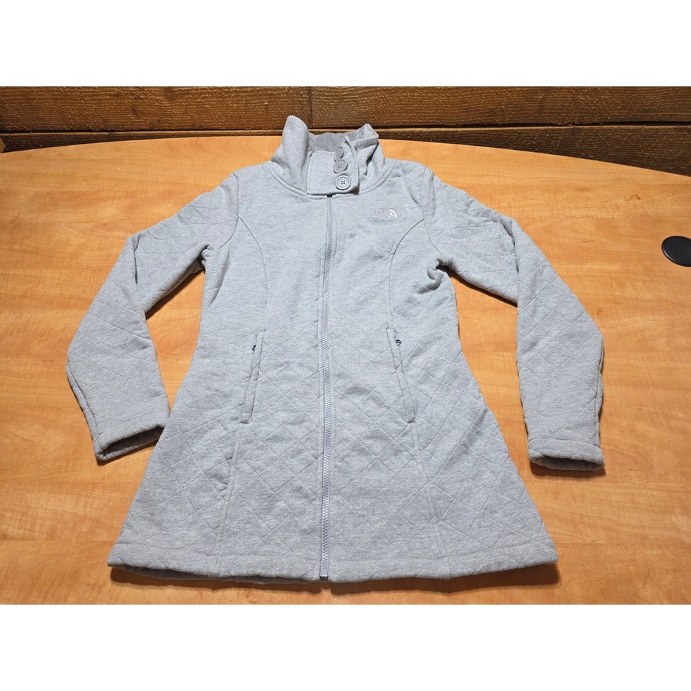 The North Face Womens Gray Quilted Full Zip Fleece Lined Jacket Medium NF0A2TDU
